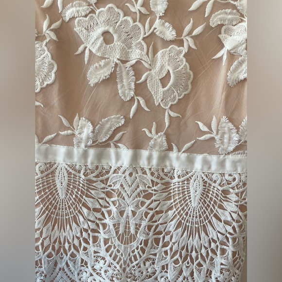 Lulu’s White and Nude Lace Midi Dress - Picture 6 of 11